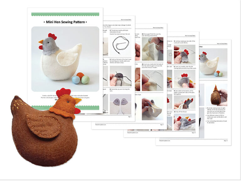 Brown hen sewing pattern from Flora Patterns